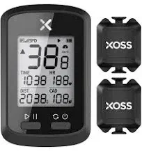 XOSS G+ GPS Bike Computer ANT+ with 2 Smart Cadence Sensor, Bluetooth Cycling Co