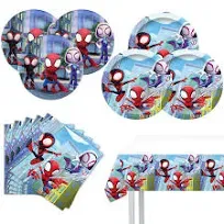 20 Guests Spidey and His Amazing Friends Party Supplies Tableware Set Spidey Ghost Spider Tablecloth Plates and Napkins Spider Superhero Boys Kids Cartoon Spider Power Table Decorations for Birthday