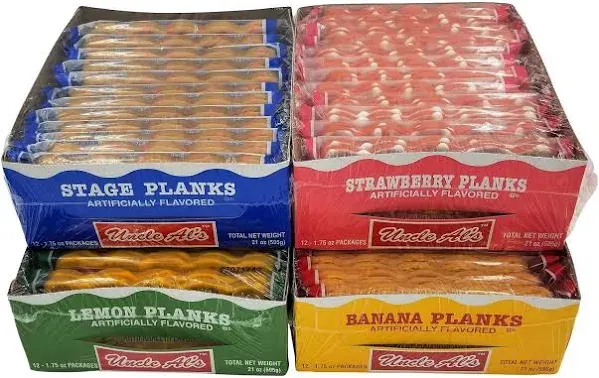 Uncle Als Stage Planks Bulk Variety Pack (Original, Banana, Lemon and Strawberry