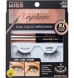 Kiss Magnetic Liquid Eyeliner &amp; Eyelashes Entice Faux Mink Lash 82751 KMEK03 New