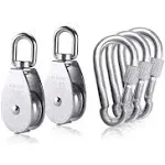 M&C Music Color 2pcs M25 Single Pulley Block with 3pcs Spring Snap Hook Carabiner