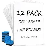 Set of 12 Small White Board Dry Erase Boards Classroom Pack Mini White Boards 9x