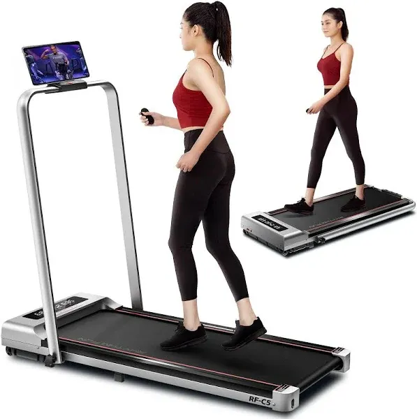 RHYTHM FUN Foldable Treadmill, 300 lb Capacity Walking Pad 2.5HP Treadmill Under Desk, Portable Treadmill for Home and Office