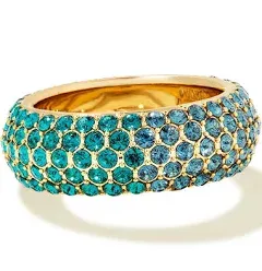 Mikki Gold Pave Band Ring in Green Blue Ombre Mix