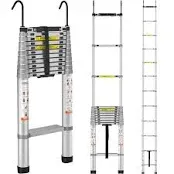 VEVOR Telescoping Ladder 15 FT Aluminum One-button Retraction Collapsible Extension Ladder