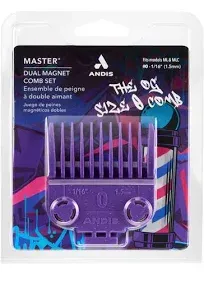 Andis Professional Master Dual Magnet OG Size 0 Snap on Comb Set, 561385, Purple