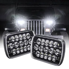 7x6&#034; 5x7 inch Projector LED Headlight H4 Hi-Low Beam DRL for Jeep Cherokee XJ YJ