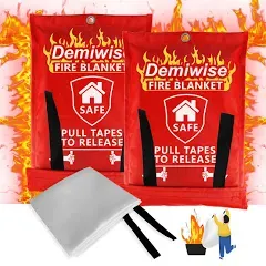 2-Pack Fire Blanket - Thick Fire Blanket Fire Suppression Blanket - Fire Blankets Emergency for People - Fire Safety Blanket with Emergency Whistles - Fireblanket for Kitchen, Home