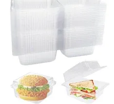 100Pack Clear Plastic Hinged Food Containers,Clear Plastic Square Take Out Containers,Disposable Clamshell Dessert Trays Holders Boxes for Sandwich,Cake,Dessert,Hamburger,Salad,5.1 x 4.7 x 2.8 Inch