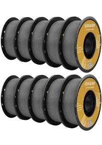 Kingroon PETG 3D Printer Filament, 10 Rolls, Dimensional Accuracy +/- 0.03 mm, 10kg Spool(22lbs), 1.75 mm, Gray