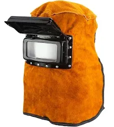 QWORK Welding Helmet Mask with Flip Open Lens, Leather Hood Grinding... 