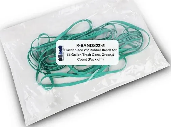 Plasticplace Rubber Bands for 65 Gallon Trash Can - 5 Pack, Green