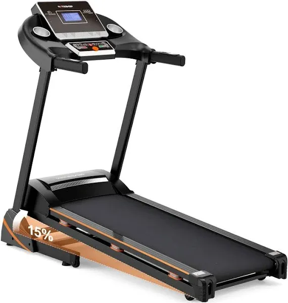 RENESTAR Treadmills for Home, Treadmill with 0-15% Auto Incline, 3HP Folding Treadmills for Running Walking with 280lbs Weight Capacity, Incline