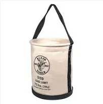 Klein Tools 5109 Canvas Bucket, Wide-Opening Tool Bucket w/ Black Molded Bottom