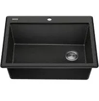 Kraus KGTW1228MBL 28 Inch Workstation Drop-In Top Mount Single Bowl Kitchen Sink with Accessories, Easy-To-Clean-Surface, Rounded Corners, Sound-Absorbing, and Lifetime Limited Warranty: Metallic Black