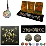 Tarot Card Holder Set - Complete Kit with Stand, Crystals, Cloth, Decision Ma...