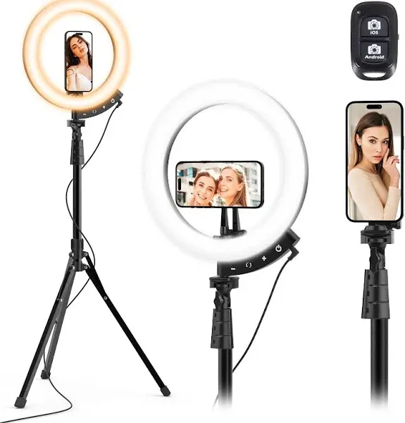 UBeesize Upgraded 12'' Ring Light with 62'' Tripod Stand, Magnetic Phone Holder, LED