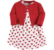 Hudson Baby Girls' Cotton Dress and Cardigan Set