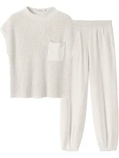 ANRABESS Women's Two Piece Outfits Knit Sweater Pullover Crop Top & Pants Lounge Matching Tracksuit Sweatsuit Sets