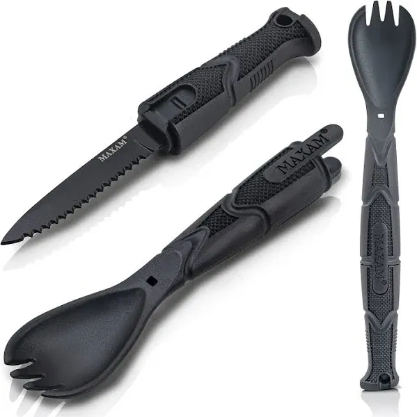 Tactical Spork 3 in 1 Spoon Fork Knife Camping Survival Prepping Field Tool Kit