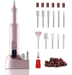 Ftrule Cordless Electric Nail Drill Portable Professional Rechargeable Efile Nail File Machine with Nail Drill Bits