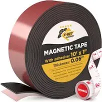 Flexible Magnetic Tape - Magnetic Strip with Strong Self Adhesive (A+B - 3.3 Feet x 0.6 Inches x 0.07 Inches)