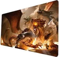 TCG Playmat, 24 x 14 inches Game Mat for MTG Trading Card Ink Painting Game Playmats Smooth Surface Battle Game Rubber Collection - Dragon Fantasy Animal