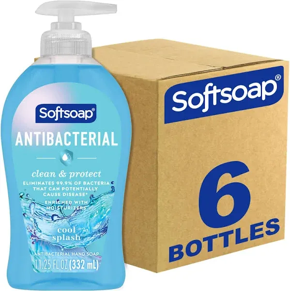 Softsoap Antibacterial Hand Soap Cool Splash 1125 oz Pump Bottle 6/Carton