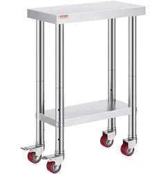 Mophorn Stainless Steel Work Table with Wheels 24 x 12 x 32 Inch Prep Table 