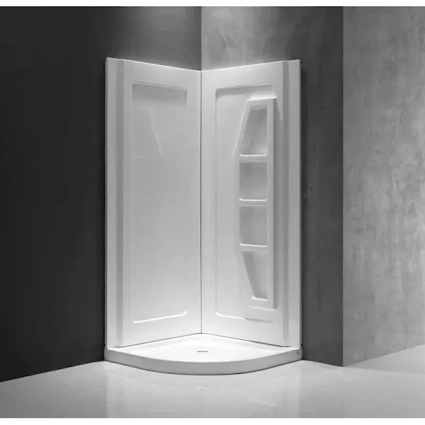 ANZZI SW-AZ006WH Gradient 74 x 36 x 36 in. 2-Piece Direct-to-Stud Corner Shower Surround in White