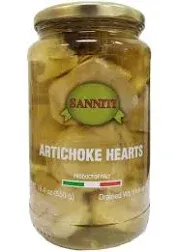 Sanniti Italian Artichoke Hearts in Jar | Authentic Italian Flavor | Perfect for Appitizers, Pasta, Salads, & Dips | 19.4 oz