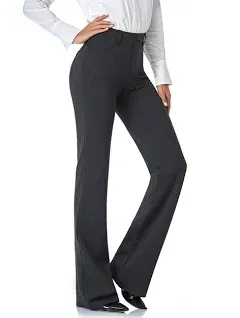 Tapata Stretchy Bootcut Dress Pants Pockets Office Work Business 30&#034;, Black, XXL