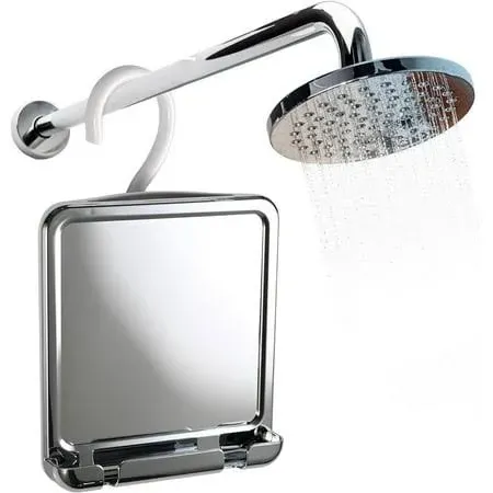 Hanging Fogless Shower Mirror , 8" x 7" with Razor Holder (Glass) - Chrome