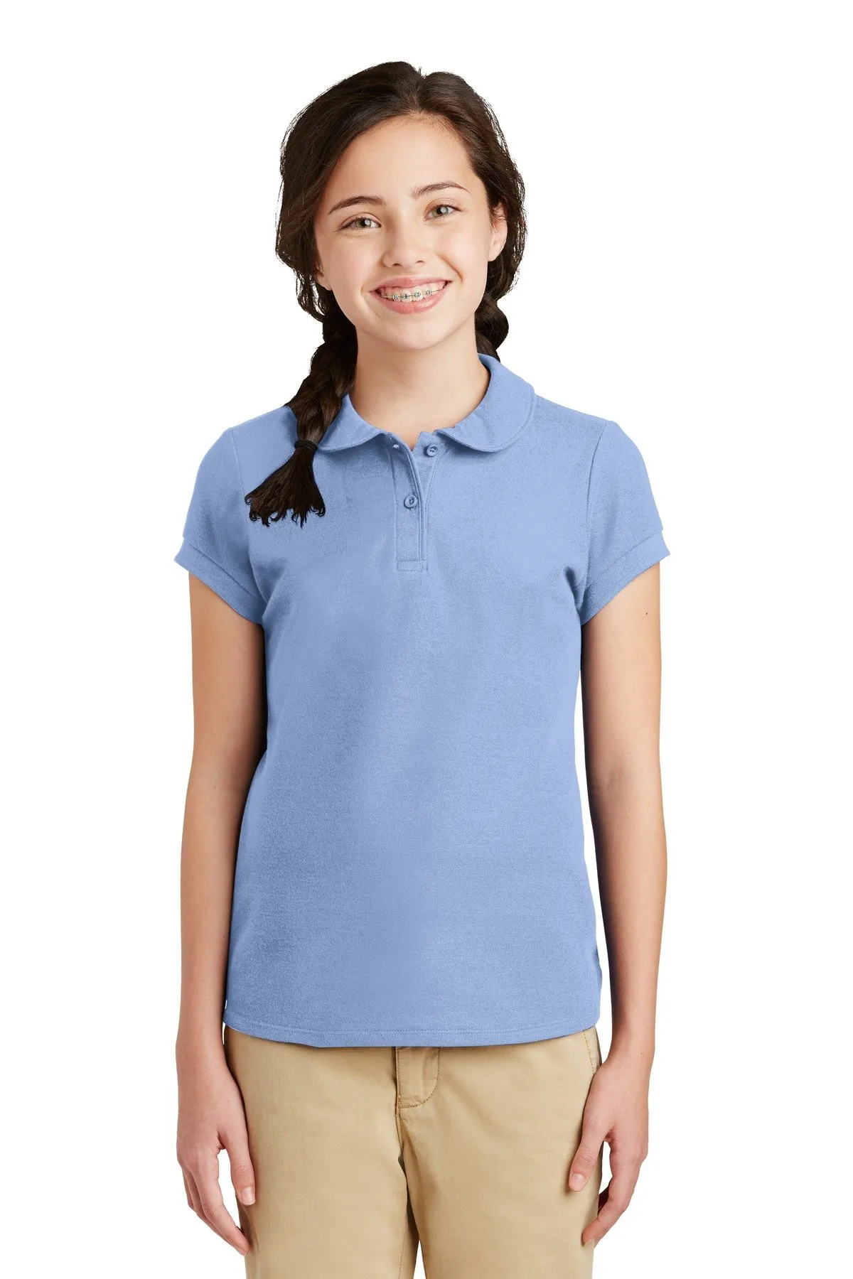 Port Authority Girls Silk Touch Peter Pan Collar Polo