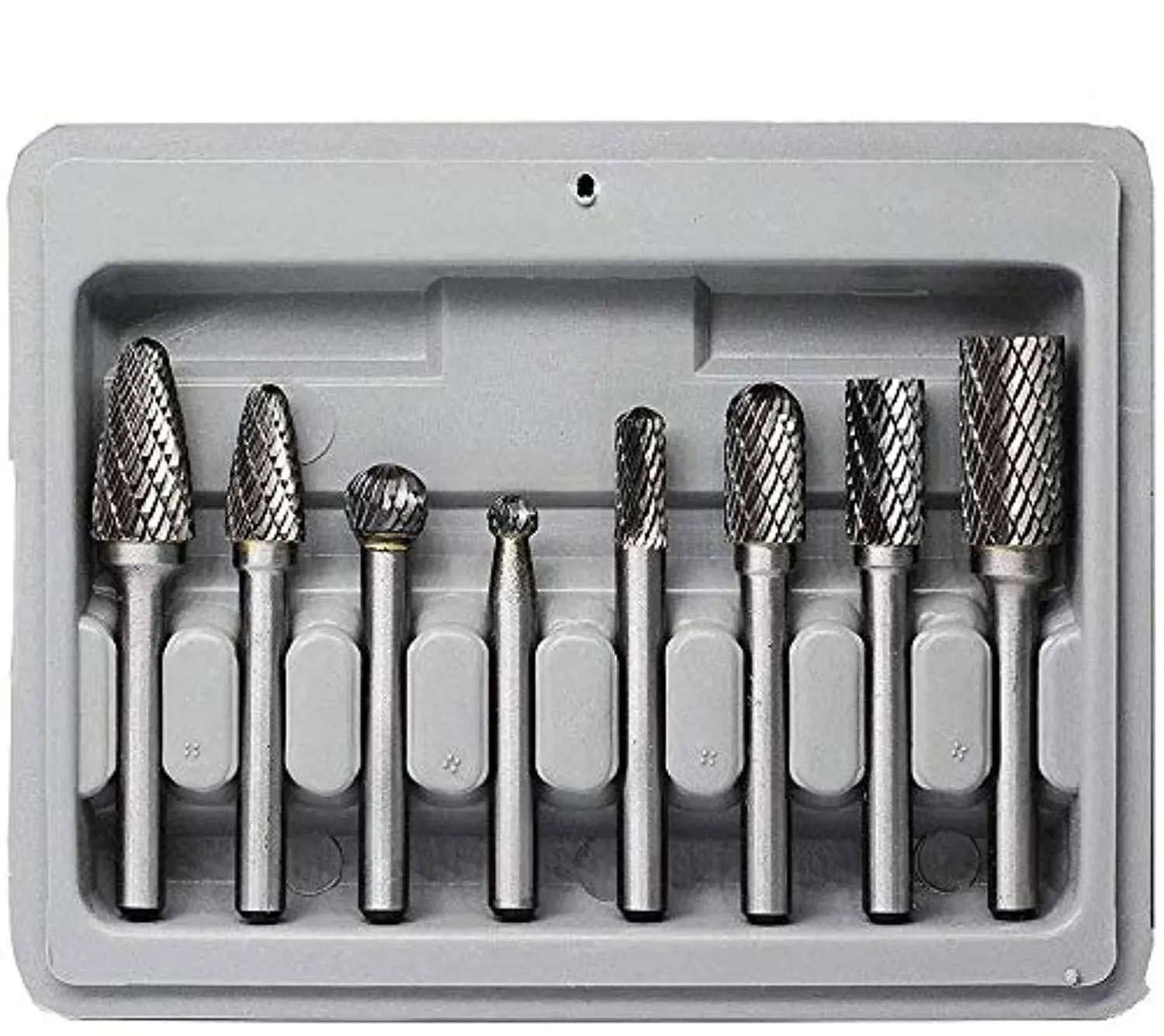 Carbide Burr Set 8pcs JESTUOUS 1/4 inch Shank Diameter Double Cut Rotary Files Metal Grinding Polishing Carving Tool Dri