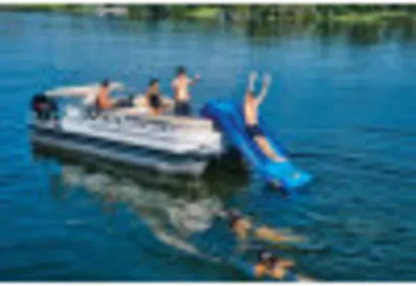 WOW Sports - 8 ft Inflatable Pontoon Waterfall Slide for Boats - Perfect Summer Lake Party Accessory for Kids & Adults