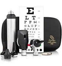 Zyrev Combo Otoscope Oph Set - Multi-function Otoscope/Opthalmoscope for Ear & Eye Examination with Portable Carry Case Sight Chart & Replacement Tip