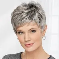 Paula Young Casey WhisperLite Wig Short, Ultra-Chic Pixie Wig with Neat, Straight Layers/Multi-tonal Shades of Blonde, Silver, Brown, and Red