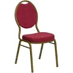 Teardrop Back Stacking Banquet Chair in Burgundy Patterned Fabric -