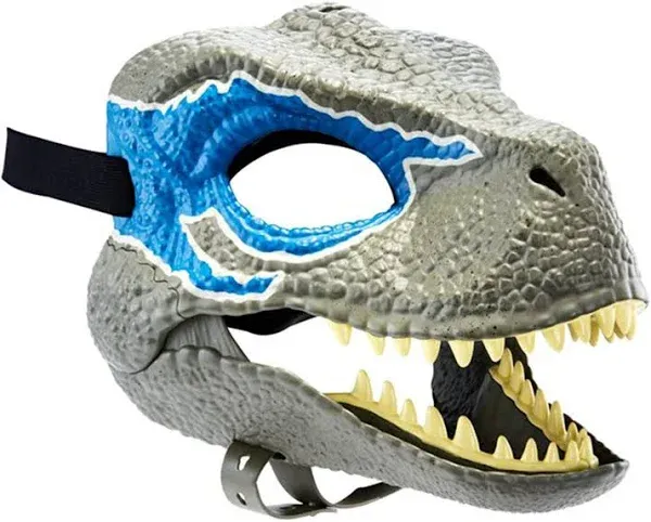 JURASSIC WORLD BLUE VELOCIRAPTOR MASK DINOSAUR -MOVABLE JAW MATTEL New