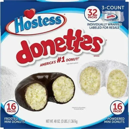 Hostess Mini Powered Donettes and Frosted Chocolate Mini Donettes