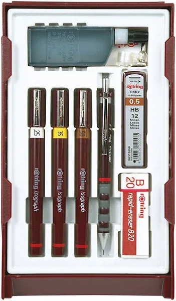 Rotring Isograph Technical Pen College Set - 0.2mm, 0.4mm, 0.6mm, Set of 3