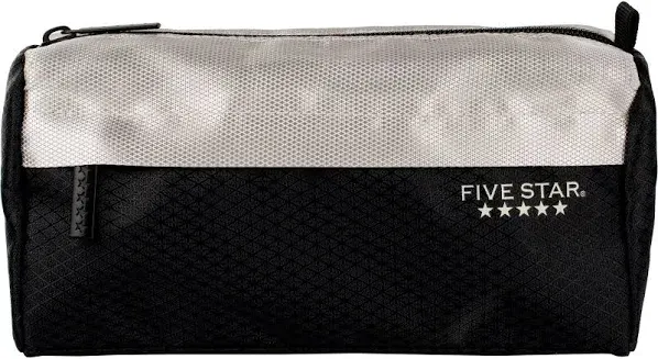 Five Star Pencil Pouch, Pencil Case, 9-Pocket Pouch, 4" x 8", Black/Grey (505600A-ECM)