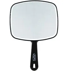 ForPro Professional Collection Premium Hand Mirror with Handle, 6.3" W x 9.6" L, Multi-Purpose Handheld Mirror with Distortion-Free Reflection, Black