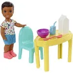 Barbie Skipper Big Babysitting Adventure Toddler Doll Set with Table, Chair and 5 Themed Pieces Mini Doll Playset