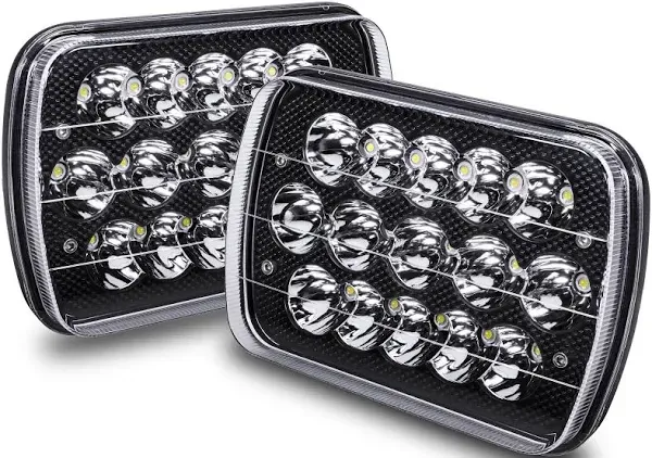 TRUE MODS 7x6 5x7 LED Headlights H6054 6054 Black [Low High Sealed Beam] For JEEP Wrangler YJ Cherokee XJ Chevy Express Blazer S10 Van GMC Savana Ford Econoline E150 Nissan D21 Toyota Pickup Truck