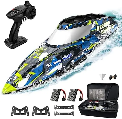 BEZGAR TX123 Remote Control Boats Fast Speed RC Boat 32+ KPH with A Portable Suitcase for Lakes & Pools & Salt Water