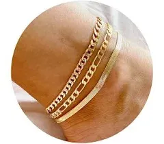 DE ArmaY Women's Waterproof Cuban Link Anklets