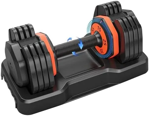 55lb Adjustable Dumbbell Set, 5 in 1 Weight Adjust Dumbbell with Anti-Slip Metal Handle Workout Equipment