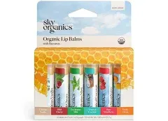 Sky Organics Organic Beeswax Lip Balms 6 Pack